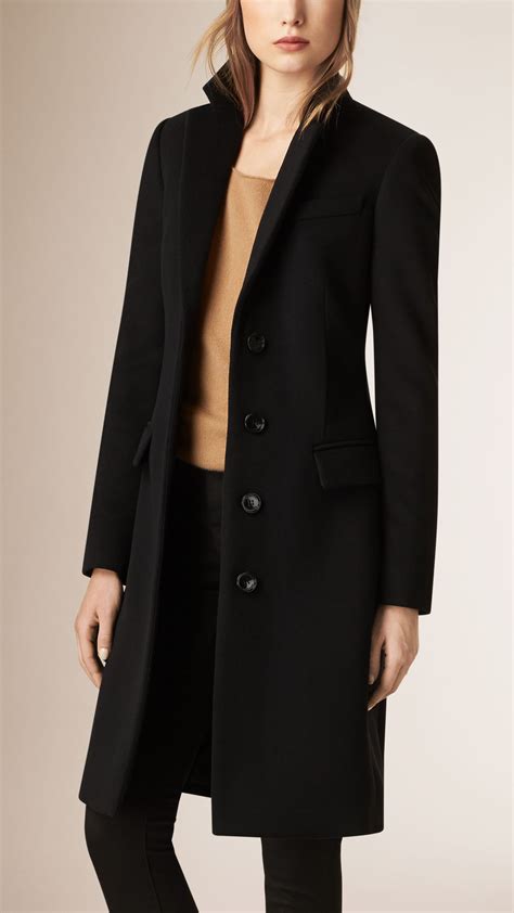 Wool Tailored Coat in Black 